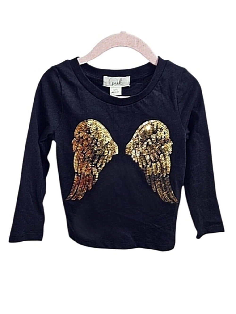 Peek Better Cotton Sequin Angel Wings Long Sleeve Tee 2T NWT